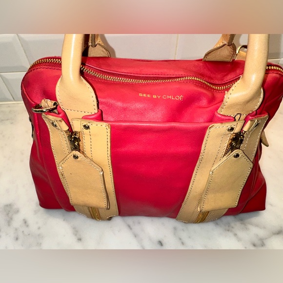 See by Chloé Deep Rose Leather Bag w Crossbody Strap - Picture 5 of 13